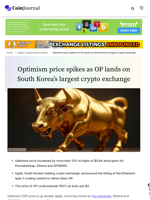 Optimism price spikes as OP lands on South Korea’s largest crypto exchange - CoinJournal