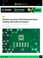 Exodus launches 200 tokenized stock trading with Ondo on Solana 