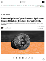 Bitcoin Options Open Interest Spikes to Record High as Traders Target $116K - Decrypt