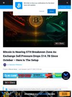 Bitcoin Is Nearing STH Breakeven Zone As Exchange Sell Pressure Drops $14.7B Since October – Here Is The Setup | Bitcoinist.com