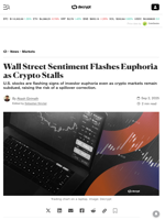 Wall Street Sentiment Flashes Euphoria as Crypto Stalls - Decrypt