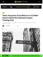 Talos Acquires Coin Metrics in $100M+ Deal to Build the Ultimate Crypto Trading Hub