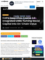 CARV Deep Dive: Cashie 2.0 Integrated x402, Turning Social Capital Into On-Chain Value | Live Bitcoin News