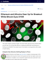 Ethereum and Altcoins Gear Up for Breakout While Bitcoin Eyes $110K