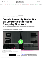 French Assembly Backs Tax on Crypto-to-Stablecoin Swaps by One Vote | The Defiant