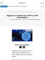 Algopear Co-founder Says XRP Price Will Shock Millions