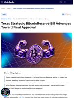 Texas Strategic Bitcoin Reserve Bill Advances Toward Final Approval