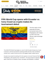 FIFA World Cup opens with Ecuador vs Ivory Coast as crypto makes its tournament debut
