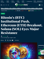 Bitcoin’s (BTC) Institutional Push, Ethereum (ETH) Breakout, Solana (SOL) Eyes Major Resistance - Crypto Daily