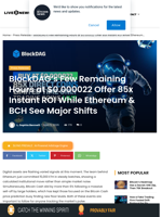 BlockDAG’s Few Remaining Hours at $0.000022 Offer 85x Instant ROI While Ethereum & BCH See Major Shifts | Live Bitcoin News