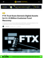 FTX Trust Sues Genesis Digital Assets for $1.15 Billion Customer Fund Recovery - CoinCentral
