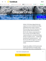 Stellar’s XLM Slips Below Key Support Despite Expanding Institutional Adoption