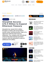 Sharplink Secures $76.5 Million to Expand Ethereum Treasury – Crypto News Bitcoin News