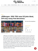 JPMorgan: 30K-70K new US jobs ideal, CPI may sway Fed decisions
