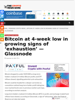 Bitcoin at 4-week low in growing signs of ‘exhaustion’ — Glassnode - The Crypto News Wire