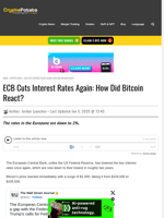 ECB Cuts Interest Rates Again: How Did Bitcoin React?