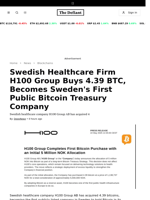 Swedish Healthcare Firm H100 Group Buys 4.39 BTC, Becomes Sweden's First Public Bitcoin Treasury Company -