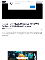 Here's How Much Uniswap (UNI) Will Be Burnt With New Proposal - U.Today