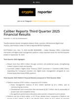 Caliber Reports Third Quarter 2025 Financial Results