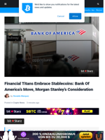 Financial Titans Embrace Stablecoins: Bank Of America's Move, Morgan Stanley's Consideration | Bitcoinist.com