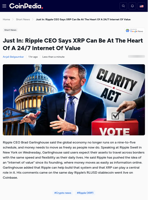 Just In: Ripple CEO Says XRP Can Be At The Heart Of A 24/7 Internet Of Value