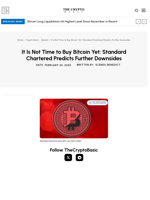 It Is Not Time to Buy Bitcoin Yet: Standard Chartered Predicts Further Downsides