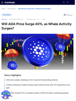 Will ADA Price Surge 40%, as Whale Activity Surges?