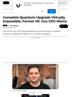 Complete Quantum Upgrade Virtually Impossible, Former Mt. Gox CEO Warns - U.Today