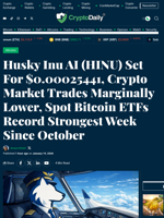 Husky Inu AI (HINU) Set For $0.00025441, Crypto Market Trades Marginally Lower, Spot Bitcoin ETFs Record Strongest Week Since October - Crypto Daily