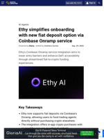 Ethy simplifies onboarding with new fiat deposit option via Coinbase Onramp service