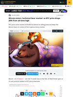 Bitcoin enters 'technical bear market' as BTC price drops 20% from all-time high