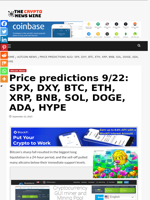 Price predictions 9/22: SPX, DXY, BTC, ETH, XRP, BNB, SOL, DOGE, ADA, HYPE - The Crypto News Wire