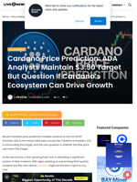 Cardano Price Prediction: ADA Analysts Maintain $3.50 Target But Question If Cardano’s Ecosystem Can Drive Growth | Live Bitcoin News