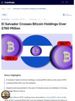 El Salvador Crosses Bitcoin Holdings Over $760 Million