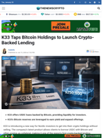 K33 Taps Bitcoin Holdings to Launch Crypto-Backed Lending - TheNewsCrypto