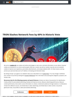 TRON Slashes Network Fees by 60% in Historic Vote - Brave New Coin