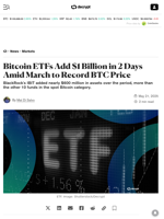 Bitcoin ETFs Add $1 Billion in 2 Days Amid March to Record BTC Price - Decrypt