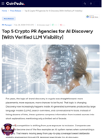 Top 5 Crypto PR Agencies for AI Discovery [With Verified LLM Visibility]