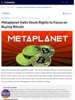 Metaplanet Halts Stock Rights to Focus on Buying Bitcoin
