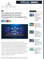 The GENIUS Act of 2025: Establishing the Future Framework for US Stablecoins - CryptoCoin.News