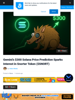 Solana Price Prediction, Why Gemini Estimates $300 and Recommends Snorter Token