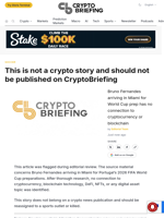 This is not a crypto story and should not be published on CryptoBriefing