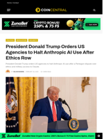 President Donald Trump Orders US Agencies to Halt Anthropic AI Use After Ethics Row