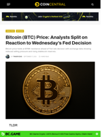 Bitcoin (BTC) Price: Analysts Split on Reaction to Wednesday's Fed Decision - CoinCentral