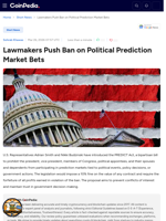 Lawmakers Push Ban on Political Prediction Market Bets
