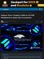 Solana Price Targets $200 as $152B WisdomTree Joins the Ecosystem