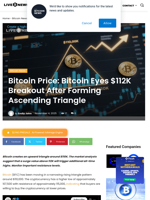 Bitcoin Price: Bitcoin Eyes $112K Breakout After Forming Ascending Triangle | Live Bitcoin News