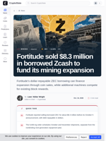 Fortitude sold $8.3 million in borrowed Zcash for expansion