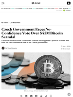 Czech Government Faces No-Confidence Vote Over $45M Bitcoin Scandal - Decrypt
