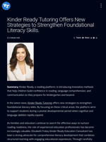 Kinder Ready Tutoring Offers New Strategies to Strengthen Foundational Literacy Skills. | Visionary Financial
